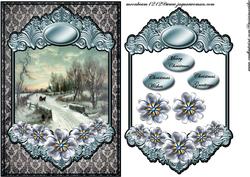 Vintage Christmas Village in Ornament Frame
