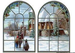 Church Windows Vintage Christmas 2 Backgrounds