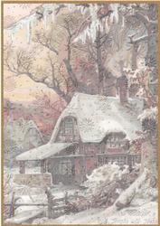 A4 Vintage Christmas Snowscene Vellum
