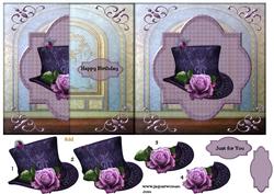 No Hole Fold Back Vintage Hat & Roses
