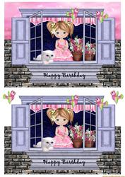 Window Birthday Girl Quick Card