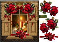 Window,christmas Winter Roses
