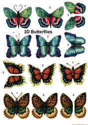 3 D Vintage Butterflies