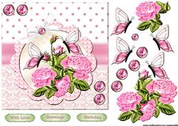 Pink Roses & Butterflies
