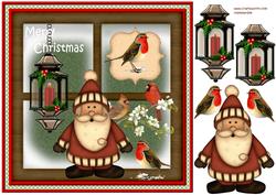 Felt Santa & Birds Window