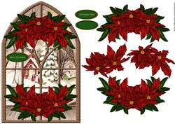 Christmas Window Poinsettias