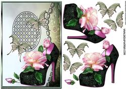 Scalloped S Edged Lattice Card Roses Shoes
