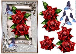 Scroll& Red Roses& Butterflies