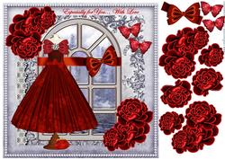Ball Gown Red Roses Window