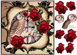 Scallop Topper Owl and Roses