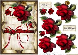 Red Roses Vintage Paper
