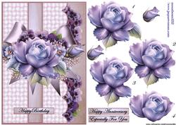 Roses Violets and Satin Bow