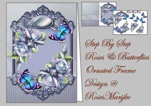 Mini Kit Step by Step Bleu Roses Ornated Frame