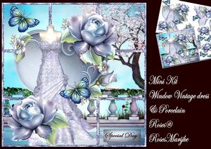 Mini Kit Vintage Dress & Porcelain Roses Window Card