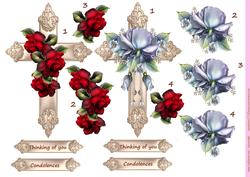Cross with Red and Bleu Roses