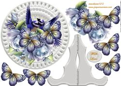 Porcelain Plate,roses,birds & Butterflies Beauty