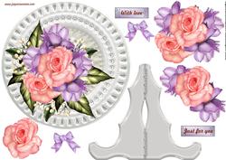 Porcelain Plate & Stand Roses