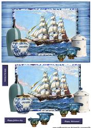 Vintage Male Card Sail/delfts Bleu