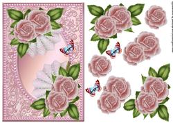 Pink Roses in Pearl Frame