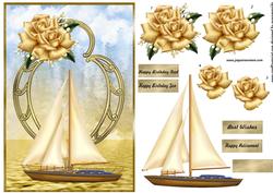 Golden Roses in Classic Frame Male Card