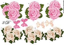 3 D Roses in Yvory and Pink