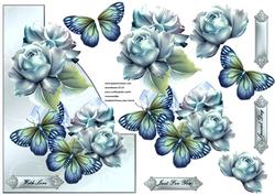 Porcelain Roses & Butterflies Shaped Card