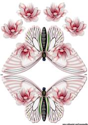 Magnolia Blossoms Shaped Card Butterfly