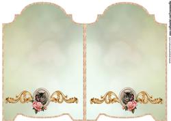 Insert Screen Card Vintage Cat and Roses
