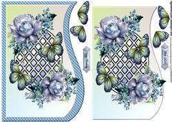 Lattice Card Roses & Butterflies