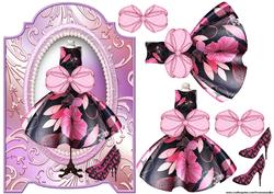 Screen Card Large Bow Roses Dress