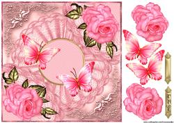 Vintage Roses & Butterflies in Pink & Gold