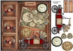 Male Card Vintage Steampunk Car