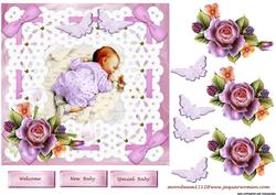 Vintage New Baby in Broderie Frame