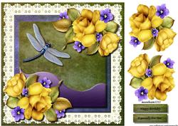 Yellow Rose in Broderie Frame