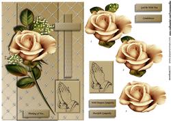 Sympathy Roses,cross & Praying Hands -