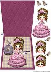 Tent Card Cute Vintage Girl