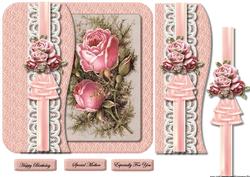 Wavey Edge Card Front Vintage Roses