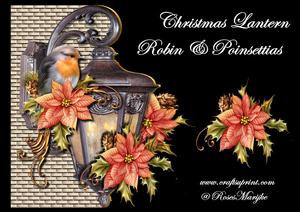 Mini Kit Christmas Lantern,robin & Poinsettias