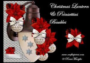 Christmas Lantern, Poinsettias & Baubles