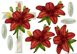 Sympathy Cross & Red Lilies