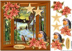 Window Christmas Robin