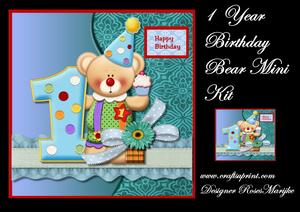 1 Year Birthday (boy) Bear Mini Kit