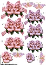 3 D Roses in Pink & Lila