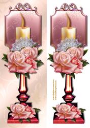 Candle & Pink Roses