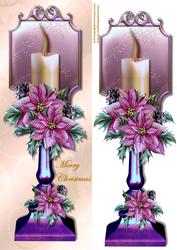 Candle & Poinsettias Christmas