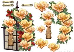 Flower Lantern with Roses & Lilies