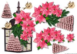 Christmas Lantern & Pink Poinsettias