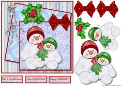 Cute Card Baby's First Christmas Snowman