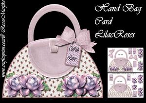 Hand Bag Card Lilac Roses Mini Kit