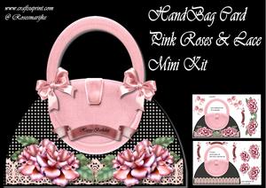 Hand Bag Card Pink Roses & Lace Mini Kit